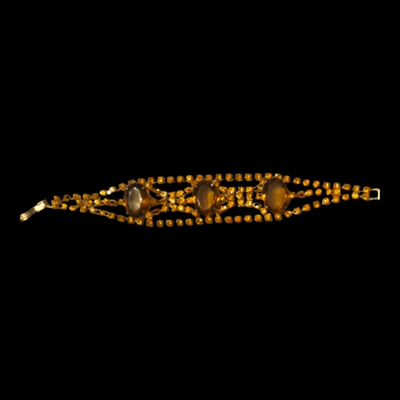 Topaz Glass Vintage Rhinestone Bracelet - Picture 4 of 6